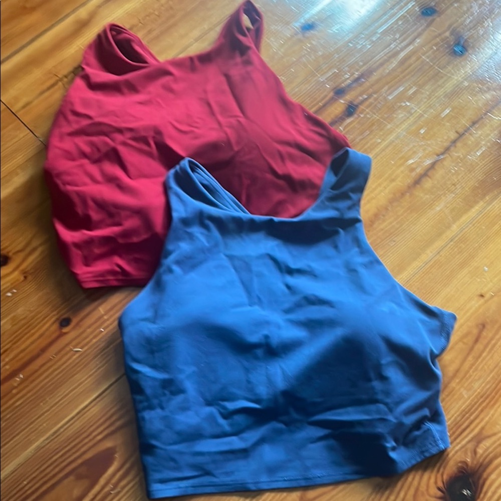 Athleta Conscious Crop Red and Blue Women's Crop Tops